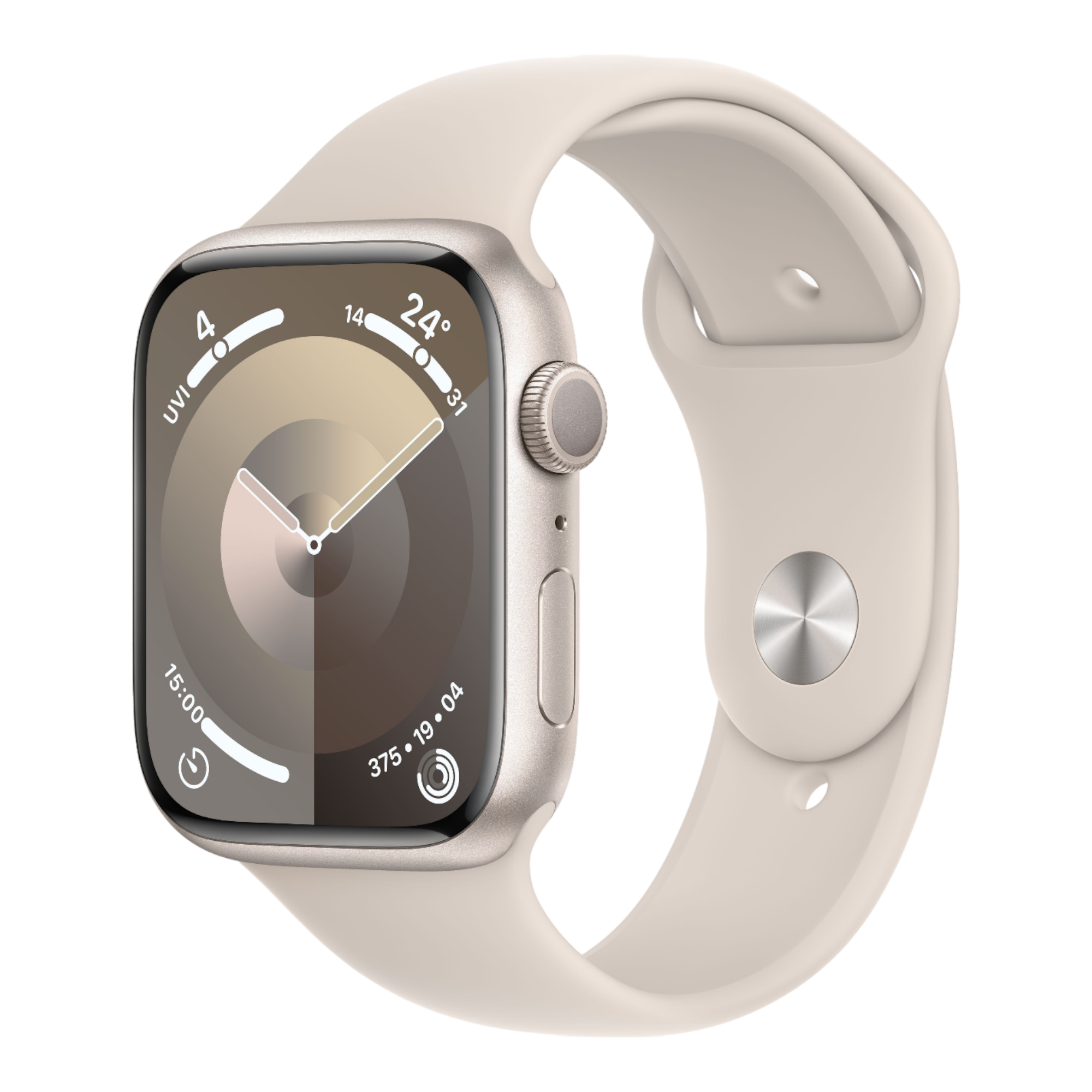 Apple Watch Series 9 GPS, 45mm Starlight Aluminum Case with Starlight Sport Band - M/L - alAsil